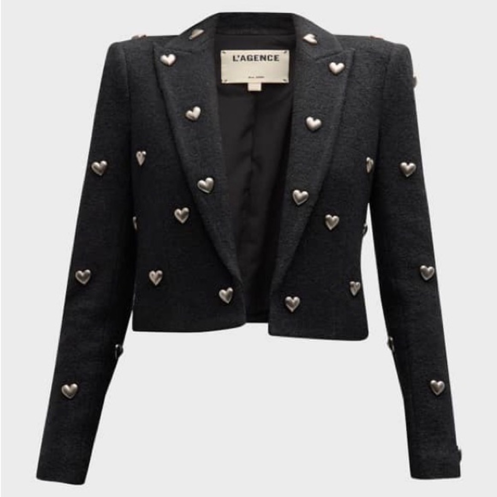 L'AGENCE Black Heart-Studded Blazer